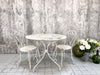 White Metal Painted Garden Table and Two Chairs