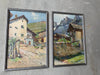 'Alpine Village' Pair of Matching Watercolours Signed