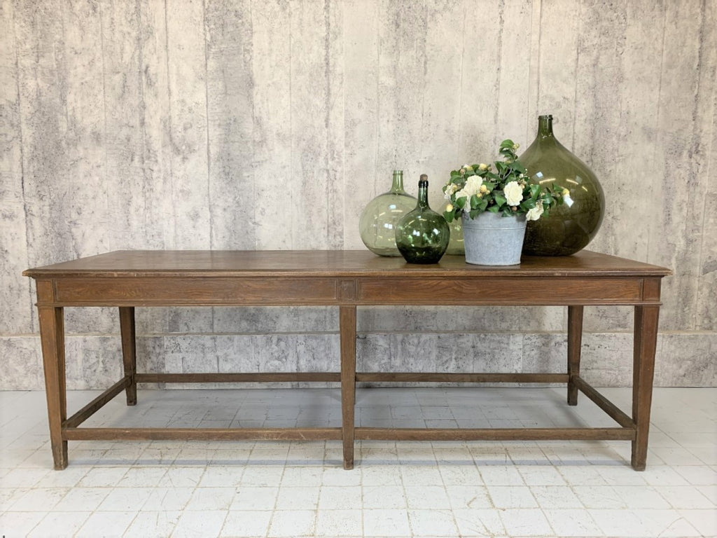 1930's Solid Oak Drapers Table Work Bench / Shop Counter / Kitchen Island with Tapered Legs
