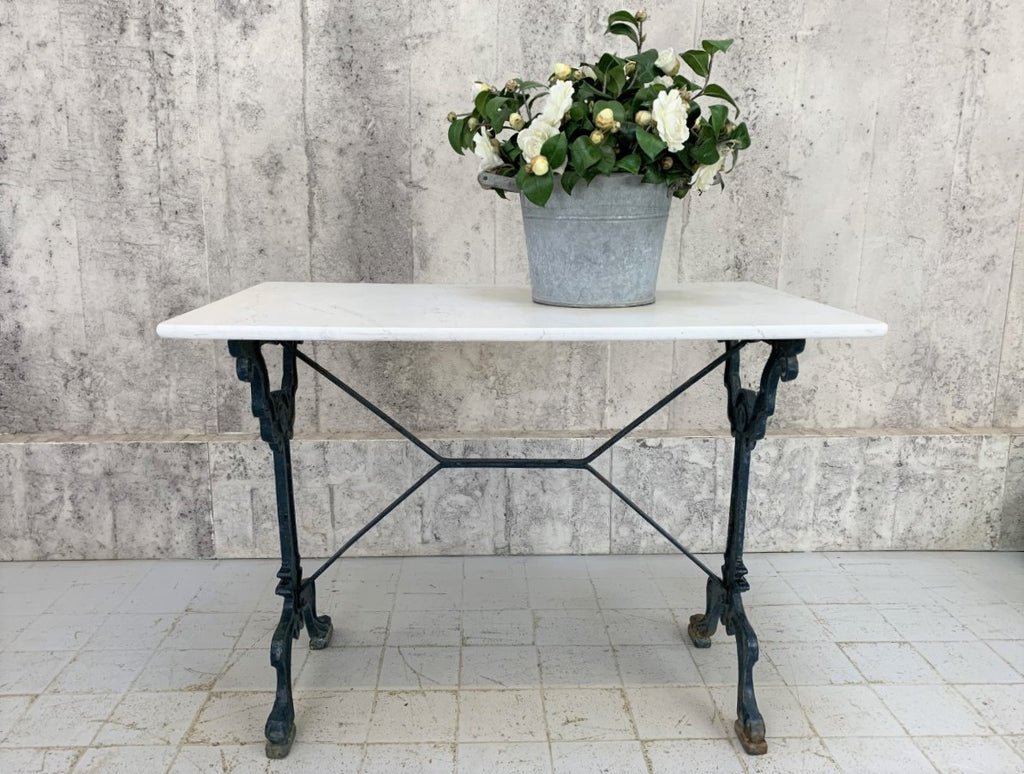 White Marble and Cast Iron Kitchen Bistro Table