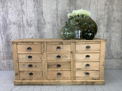 196.5cm wide Set of 12 Drawer Hardware Store Counter Sideboard