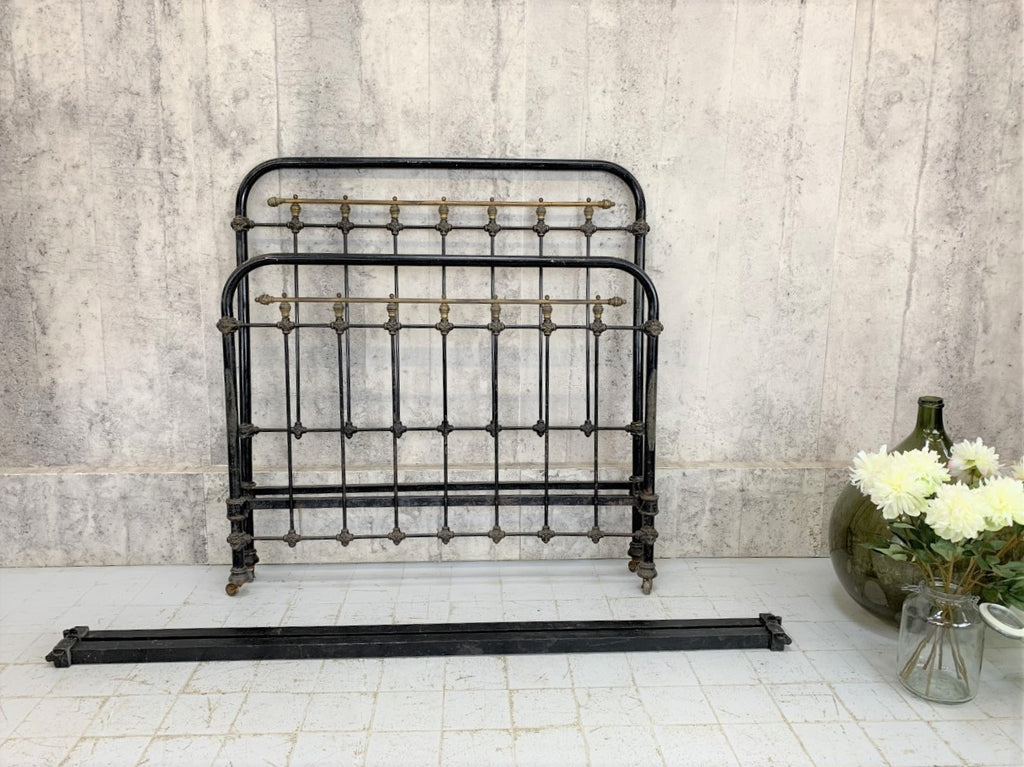 French Brass and Black Metal 126cm Wide Bed Frame