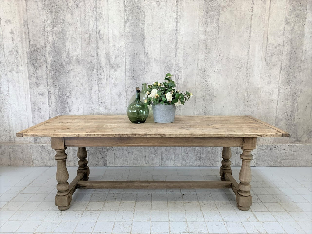 226.75cm Stripped Solid Oak French Farmhouse Refectory Dining Table