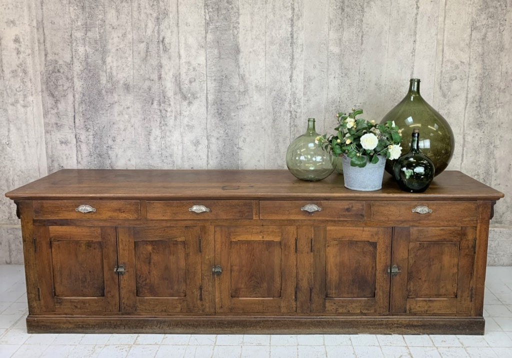 1800's 276cm Walnut Wood Shop Counter Sideboard Cupboard Storage