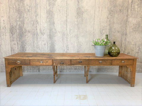 319.25cm Industrial Work Bench Solid Pine Console Table