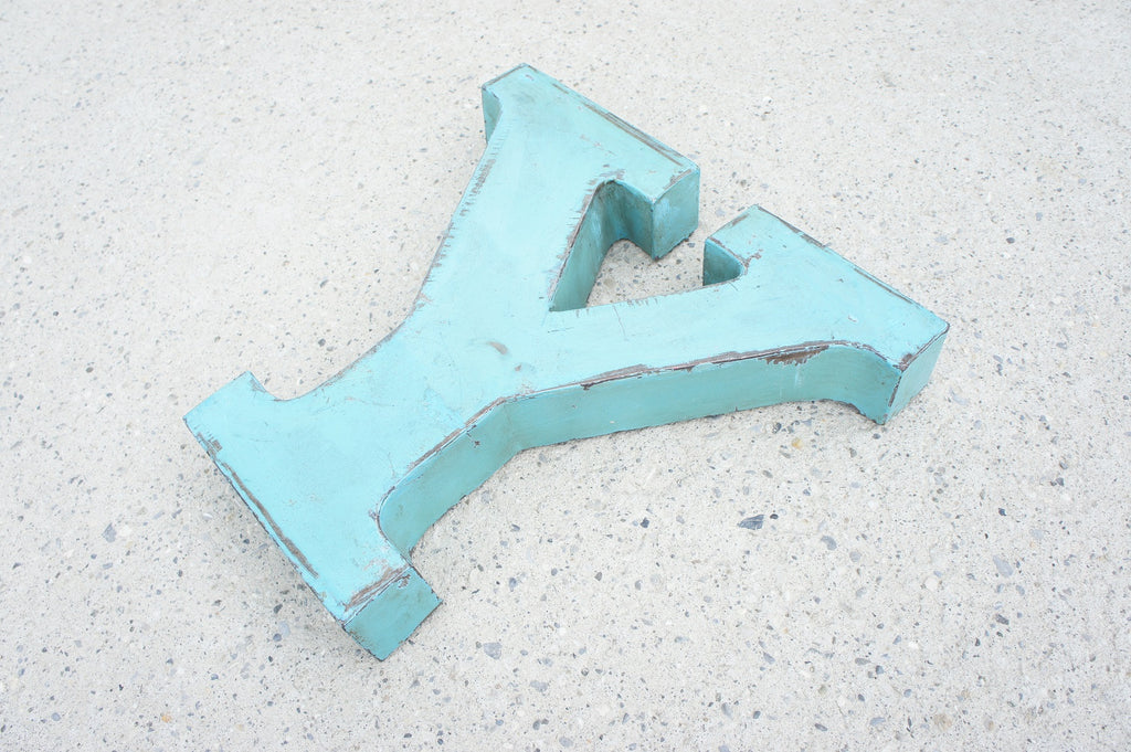 Blue Metal Letter U or Y