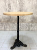 Circular Solid Oak and Antique Cast Iron Pedestal Bistro Table