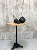 Circular Solid Oak and Antique Cast Iron Pedestal Bistro Table