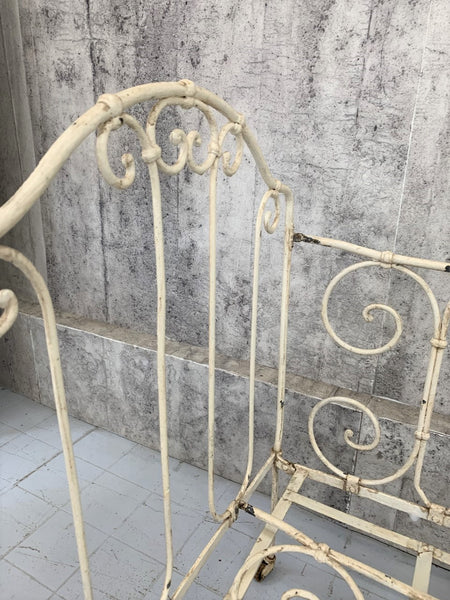 Cream Coloured French Wrought Iron Cot Day Bed Vintage French