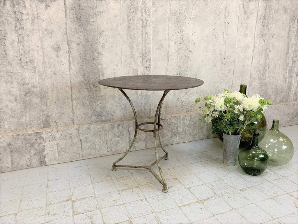Faded Chippy Green Painted Metal Gueridon Garden Table