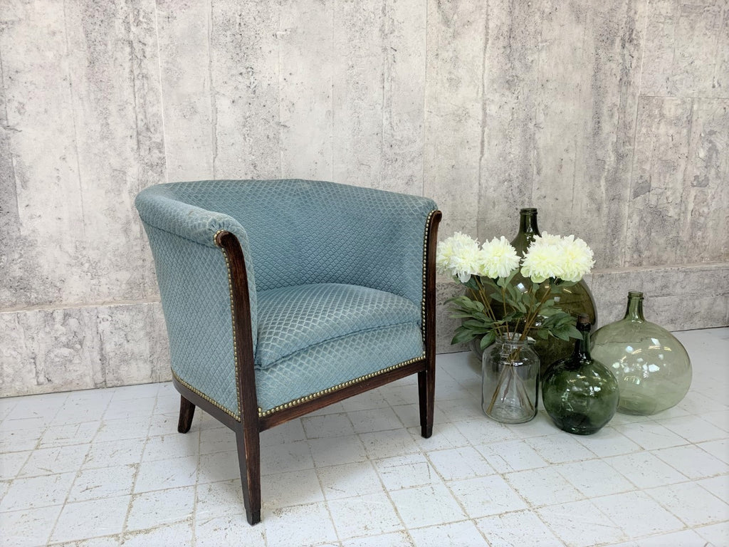 Art Deco Blue Tub Armchair