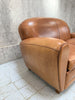 Mid Century French Leather Club Two Seat Sofa