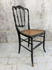 Pair of Cane Seat Decorative Ebonised Napoleon III Hand Painted Bedroom Chairs
