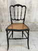 Pair of Cane Seat Decorative Ebonised Napoleon III Hand Painted Bedroom Chairs