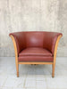Pair of Art Deco 1930's Wooden Framed Red Leatherette Armchairs to reupholster