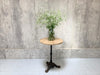 Circular Solid Oak and Black Antique Cast Iron Pedestal Bistro Table