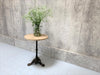 Circular Solid Oak and Black Antique Cast Iron Pedestal Bistro Table