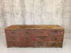 Burgundy Coloured Mechanic's Reclaimed Sideboard 12 Drawers