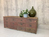 Burgundy Coloured Mechanic's Reclaimed Sideboard 12 Drawers