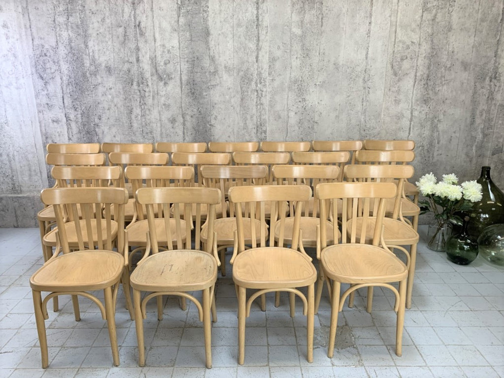 Set of 24 Baumann Style Blond Bentwood Bistro Bistro Chairs