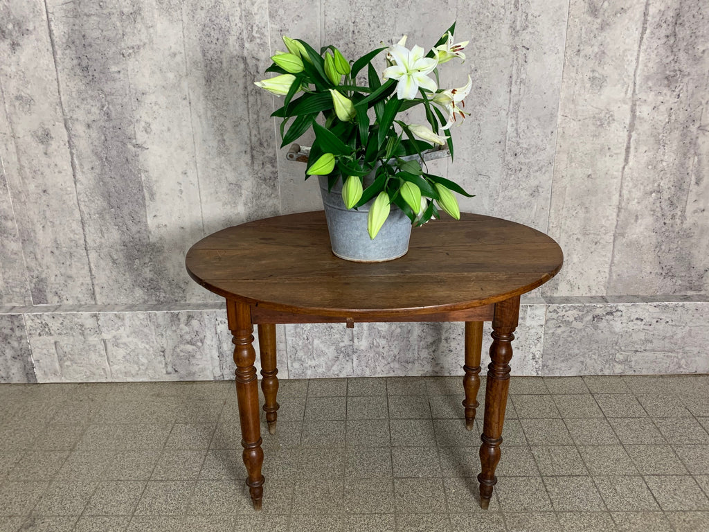 Walnut Wood Oval Drop Leaf Bistro Side Table