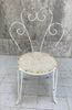 White Metal Garden Circular Table with Two Carvers, One Additional Chair and One Stool