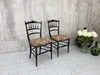 Pair of Decorative Ebonised Napoleon III Hand Painted Bedroom Chairs