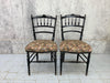 Pair of Decorative Ebonised Napoleon III Hand Painted Bedroom Chairs