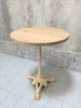 Circular Solid Oak and White Antique Cast Iron Pedestal Bistro Table