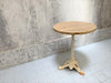 Circular Solid Oak and White Antique Cast Iron Pedestal Bistro Table