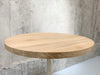 Circular Solid Oak and White Antique Cast Iron Pedestal Bistro Table
