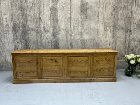 264.5cm Shop Counter Sideboard Open Shelves Kitchen Island with Drawers