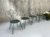 Set of 4 Painted Forest Green Metal Garden Chairs
