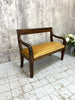 French Walnut Wood Upholstered Bench