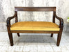 French Walnut Wood Upholstered Bench