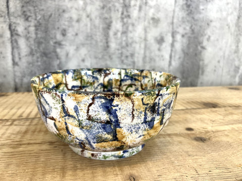 Moroccan Hand Painted 'Autumn Brushstrokes' 25cm Serving Bowl