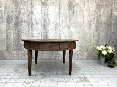 Walnut Wood Circular Central Table with Drawers