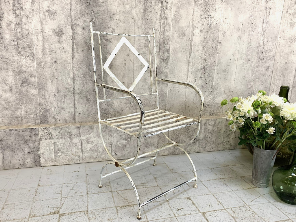 Individual Square Back, Diamond Detail Metal French Garden Chair