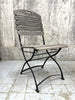 Folding Metal and Silvered Wood Garden Table and Set of 4 Folding Chairs