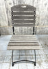 Folding Metal and Silvered Wood Garden Table and Set of 4 Folding Chairs