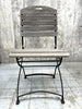 Folding Metal and Silvered Wood Garden Table and Set of 4 Folding Chairs
