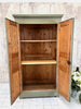 French Painted Olive Green Wooden 2 Door Cupboard
