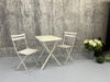 Folding White Garden Table and Two Bistro Chairs