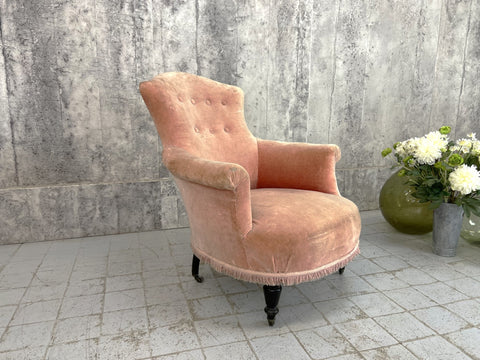 Napoleon III Pale Pink Velvet Armchair to reupholster