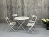 Circular Folding White Metal Garden Furniture Set with 4 Folding Chairs
