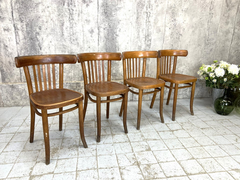 Set of 4 Thonet Saddle Back Bistro Chairs