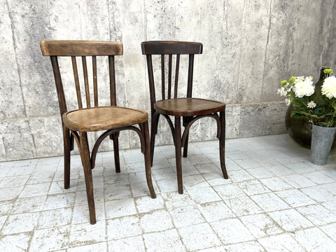 Pair of Mis Coloured French Kitchen Cafe Chairs