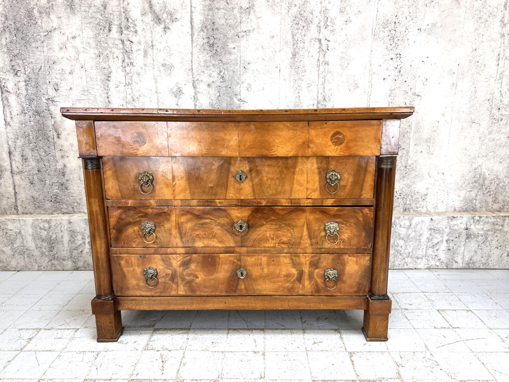 107.5cm wide Napoleon III Four Drawer Chest of Drawers with Lion Head Drawer Furniture