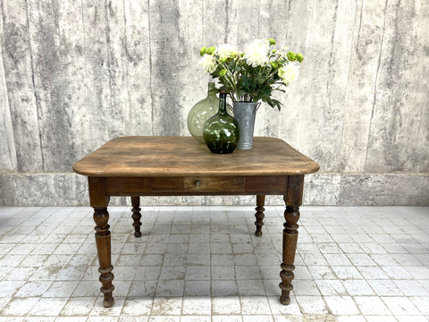 119cm Walnut Wood Nearly Square Turned Leg Bistro Table