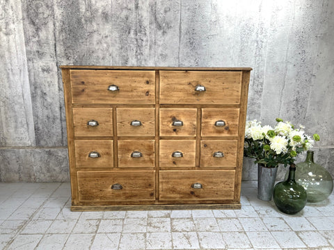 Solid Pine Pharmacy Storage 12 Drawers